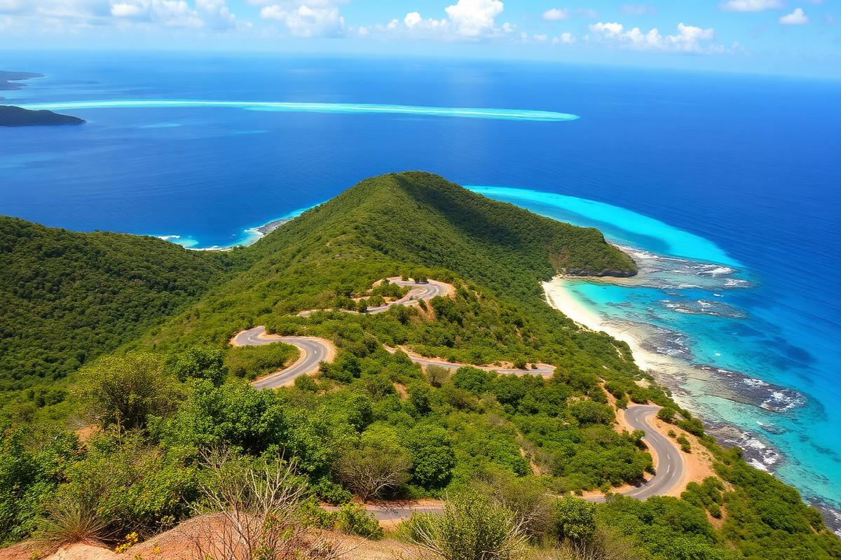 Panoramic viewpoint over Roatán island